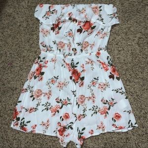 Floral white romper